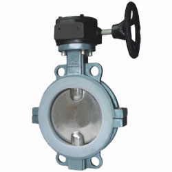 蝸輪(lún)對(duì)夾半襯(chèn)氟蝶閥(fá) 蝸輪對夾半襯氟蝶閥