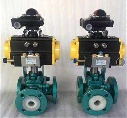 氣動三通襯氟球閥 氣動三(sān)通襯氟球閥