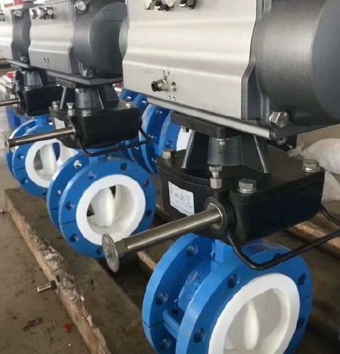 氣動法蘭襯氟蝶閥 氣(qì)動法蘭襯氟蝶閥