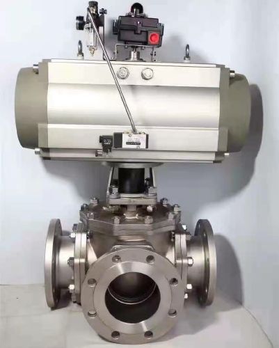 氣動高平台硬(yìng)密封三通(tōng)球閥 氣動高平台硬密封三(sān)通球閥